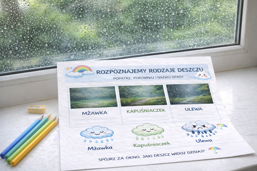 Karta pracy: Rozpoznaj rodzaje deszczu
