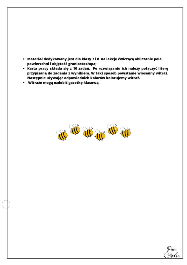 Obliczanie pola i objętości graniastosłupa - witraż.