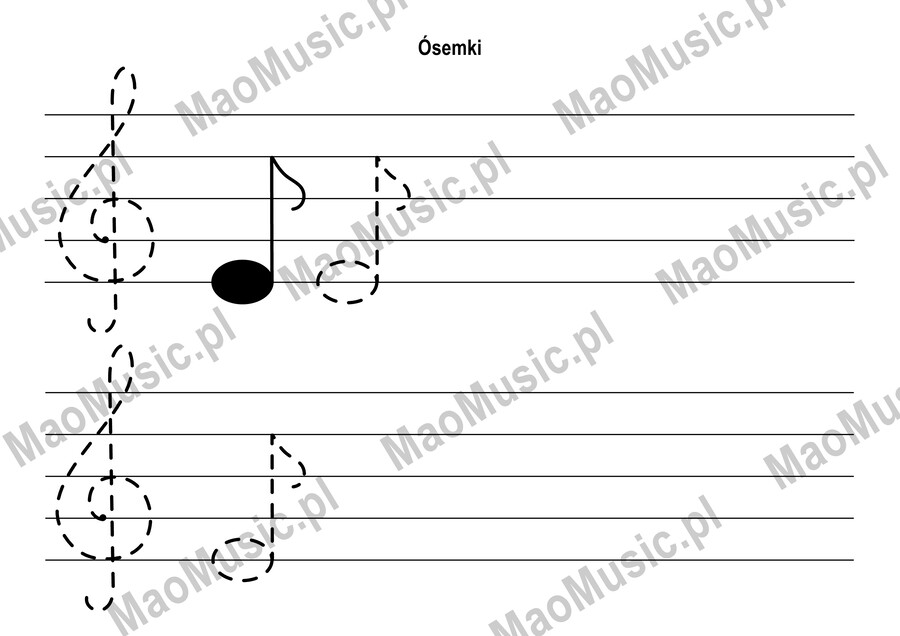 Wartości rytmiczne nut ÓSEMKA nauka pisania