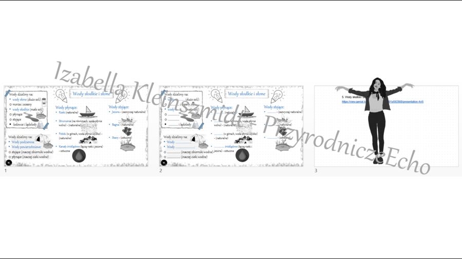 Minizestaw na temat „Wody słodkie i słone” – sketchnotka + karta pracy w power point + gratisowy link do prezentacji multimedialnej niekomercyjnej wykonanej w genial.ly do indywidualnego pobrania i użycia do celów niekomercyjnych. Przyroda 4, „Poznajemy 