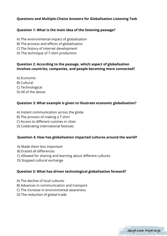 The Impact of Globalisation B1+. Karty pracy_Globalizacja