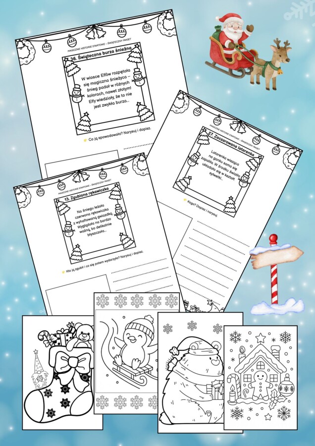 ❄️✨ Magiczne Zimowe Historie – Dokończ i Narysuj!