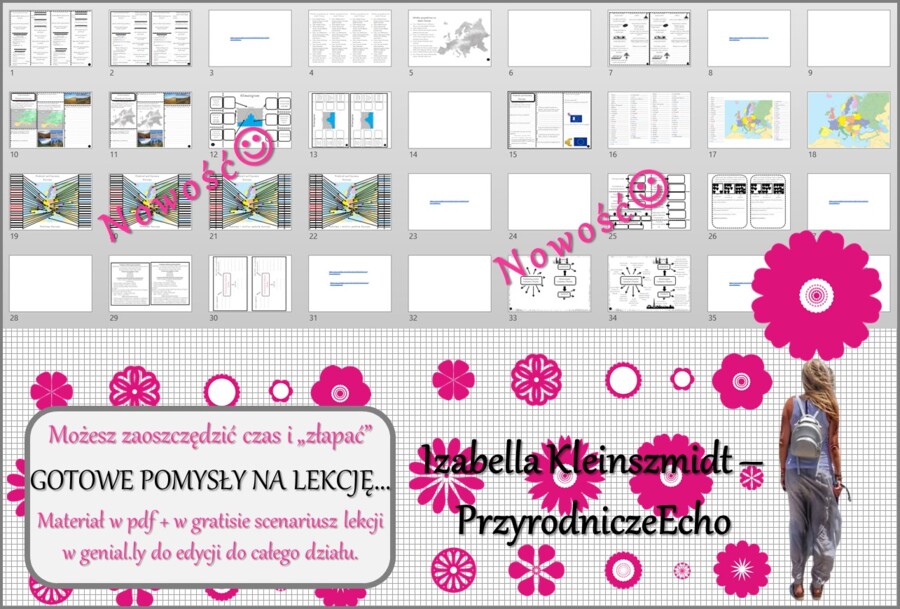 Zestaw pomysłów na lekcję/kart pracy/stacji zadaniowych/notatek/ materiałów do lekcji do działu „Środowisko przyrodnicze i ludność Europy” w pdf. W gratisie dodaję niekomercyjne scenariusze lekcji/pomysły na lekcje w programie genial.ly do edycji. Geogra