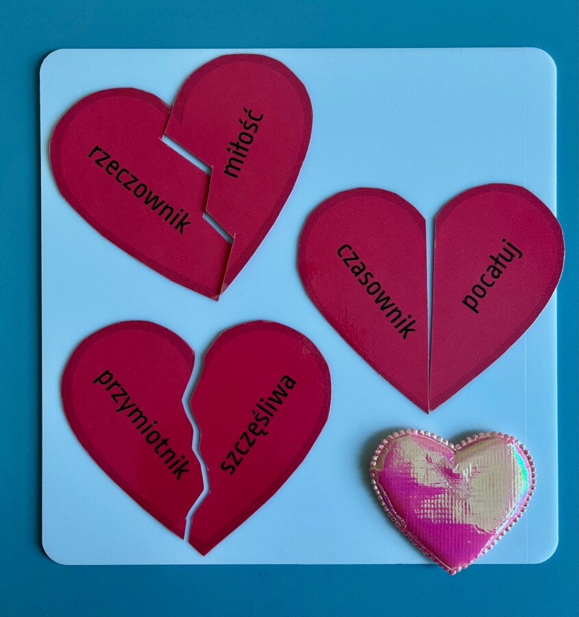 Puzzle - części mowy - walentynki