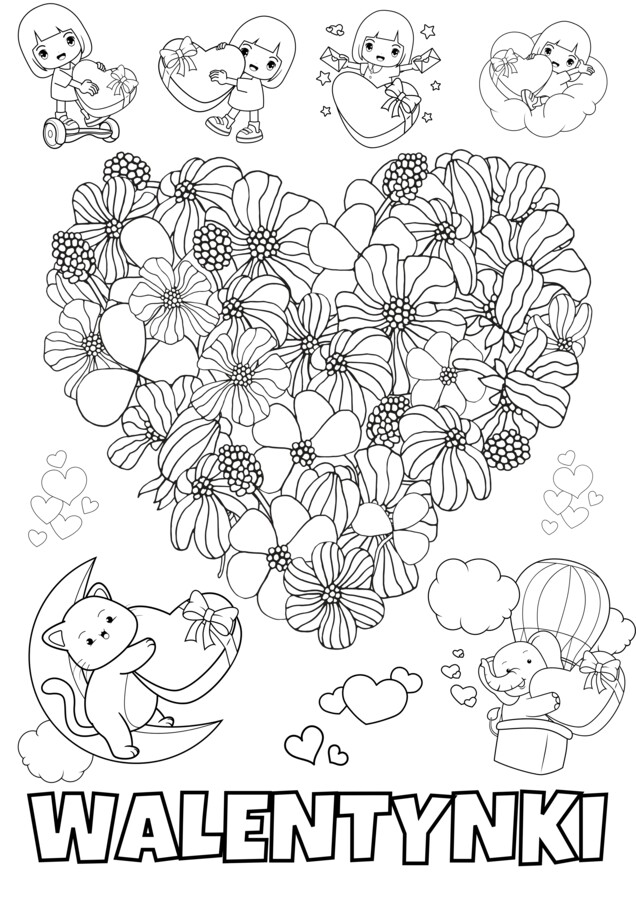DARMOWA KOLOROWANKA WALENTYNKOWA