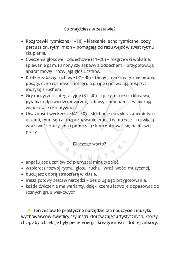 50 aktywnych pomysłów na rozpoczęcie lekcji muzyki