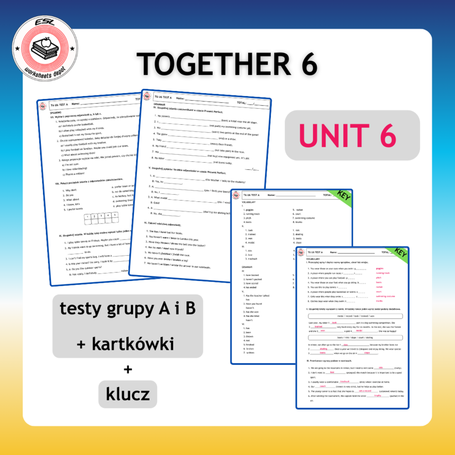 Together 6 Unit 6 - kartkówki i testy do działu
