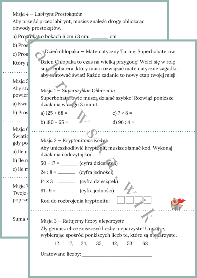 Dzień chłopaka - Matematyczne Wyzwanie Superbohaterów