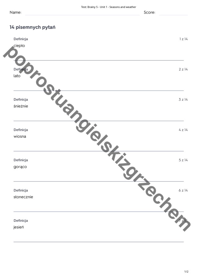 Brainy 5 - Unit 1 - testy