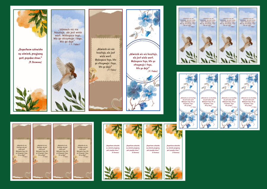 DZIEŃ ŻYCZLIWOŚCI I POZDROWIEŃ - Dzień Uśmiechu – cytaty – zakładki do książek – zakładka – wersja 4