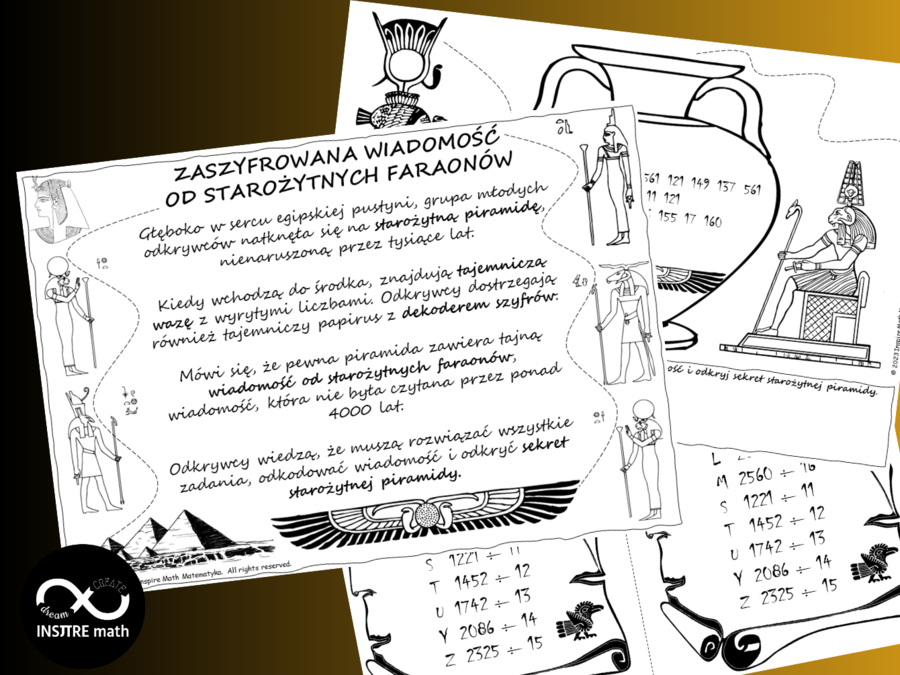 Sekret starożytnej piramidy: Dzielenie pisemne. Edytowalna Karta Pracy.