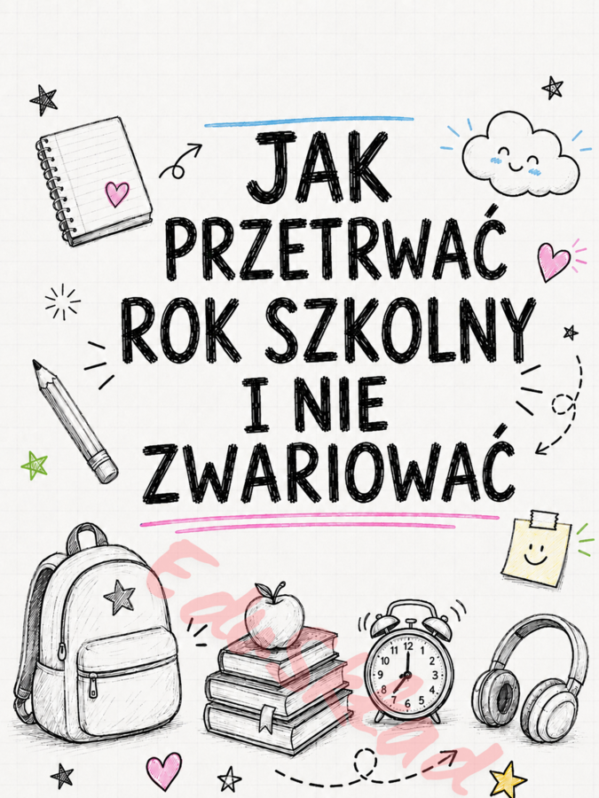 Jak przetrwać rok szkolny i nie zwariować – gazetka ścienna w stylu zeszytowym