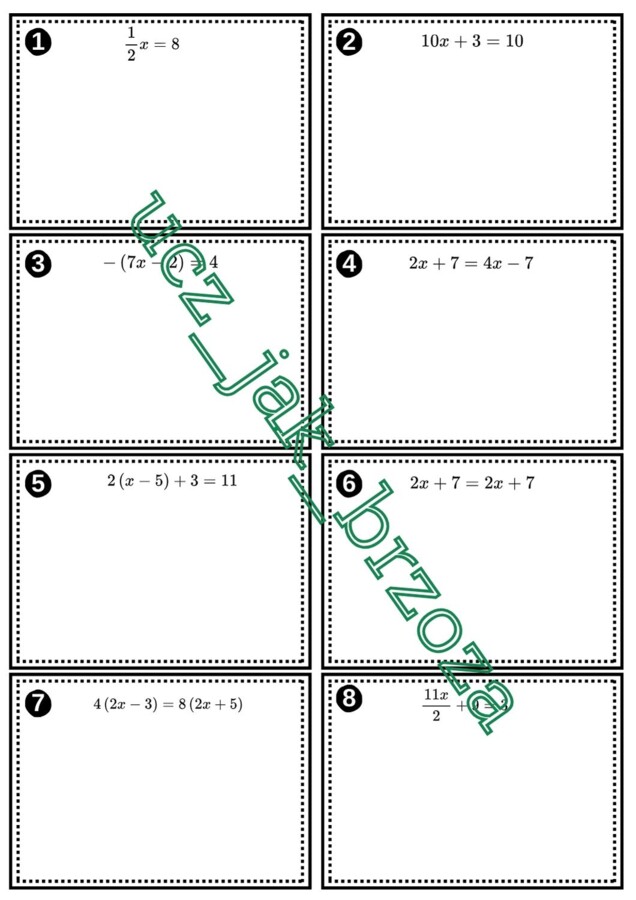 Rozwiązywanie równań, równania, klasa 7, praca w grupach, wyścigi rzędów
