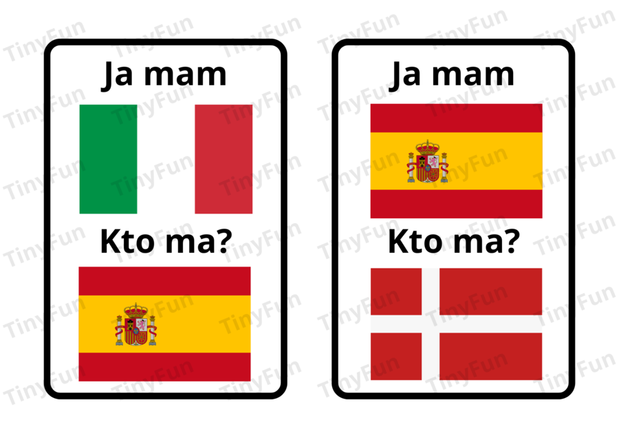 Ja mam, kto ma? Flagi państw – gra edukacyjna | 30 kart | PDF do druku