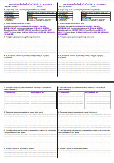 KONKURS NA DZIEŃ ZIEMI - JAK DUŻO WIESZ O NASZEJ PLANECIE I JEJ OCHRONIE?