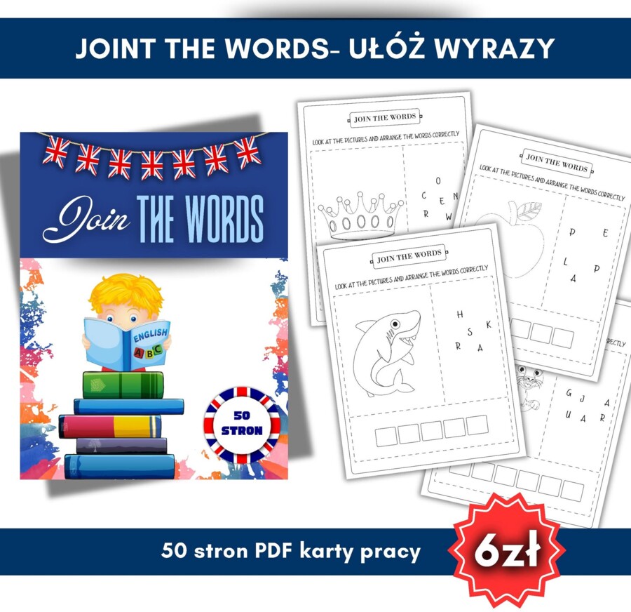Join The Words📘 Karty pracy z języka angielskiego – 50 stron PDF