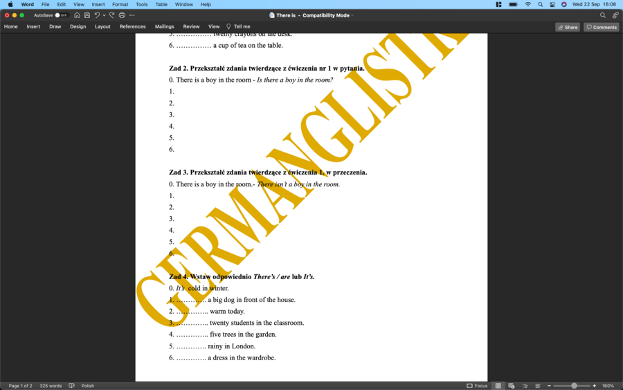 There is/ are i It is - ćwiczenia dla uczniów szkół podstawowych