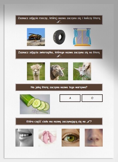 O i o. Karta pracy. Sprawdzian