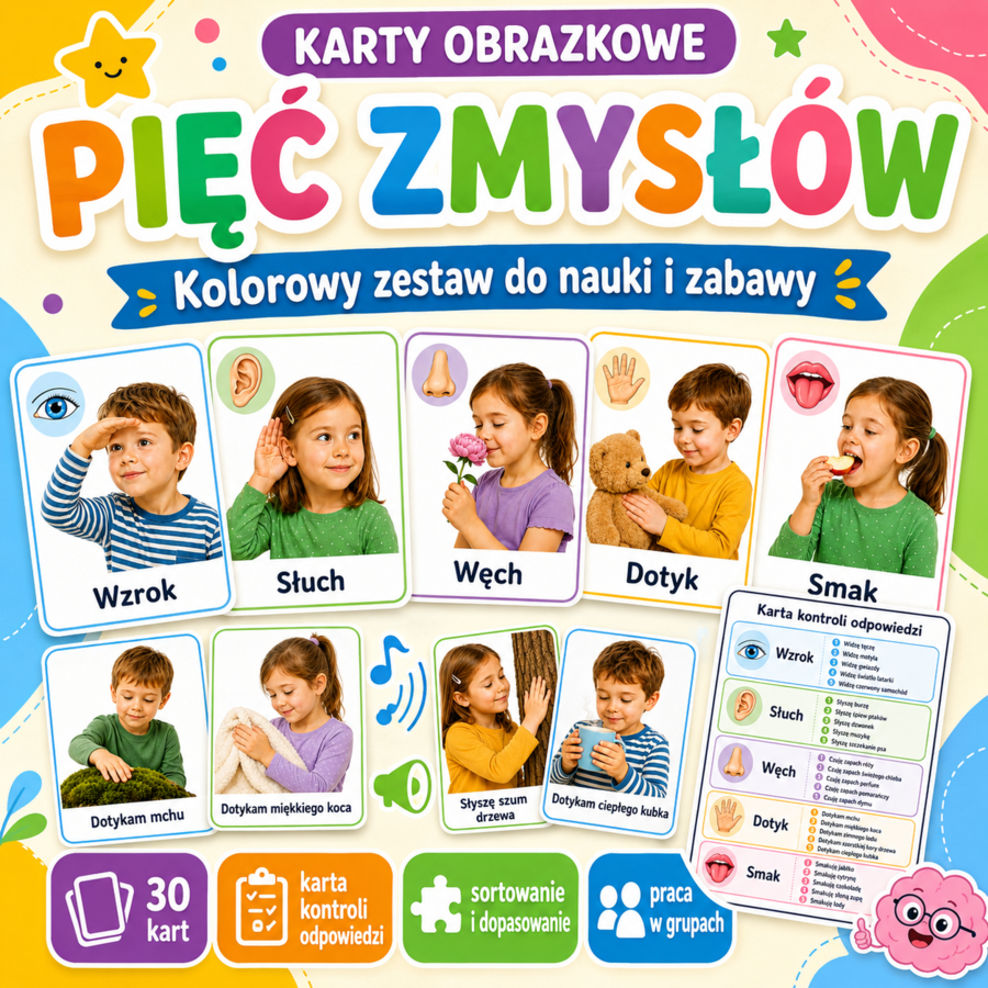Karty obrazkowe „Pięć zmysłów”