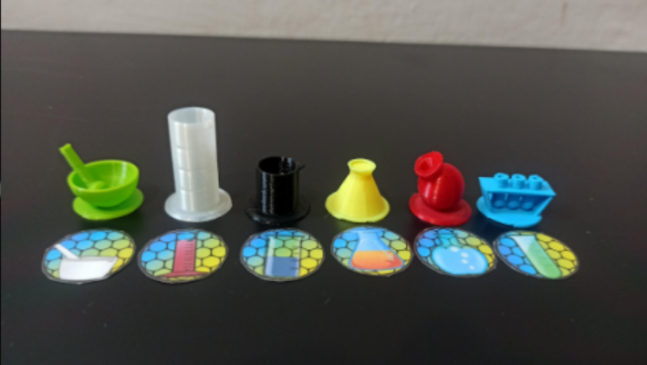 Klasa 7. Chemia. Gra planszowa – Atomy i cząsteczki + pionki i kostka 3D​