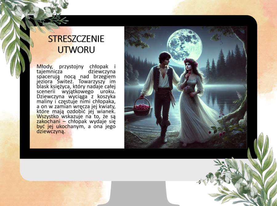 Prezentacja "Świtezianka" Adam Mickiewicz - egzamin ósmoklasisty, romantyzm, lektura obowiązkowa