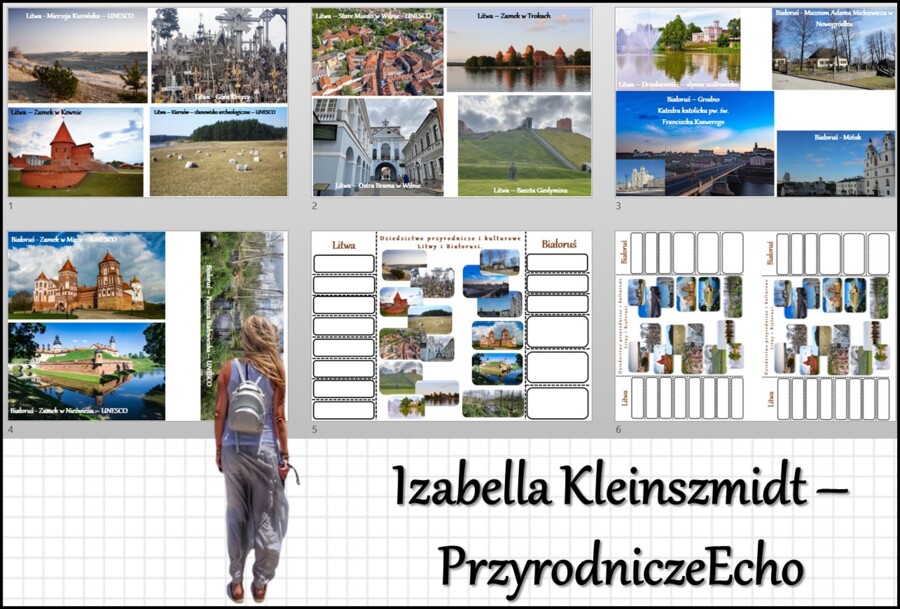 Notatka okienkowa oraz obrazki do zalaminowania „Dziedzictwo przyrodnicze i kulturowe Białorusi i Litwy” w pdf. Geografia 6 dział „Sąsiedzi Polski”.