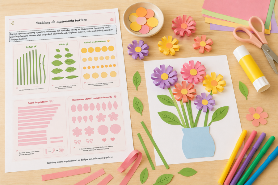 Bukiet dla mamy – praca plastyczna krok po kroku
