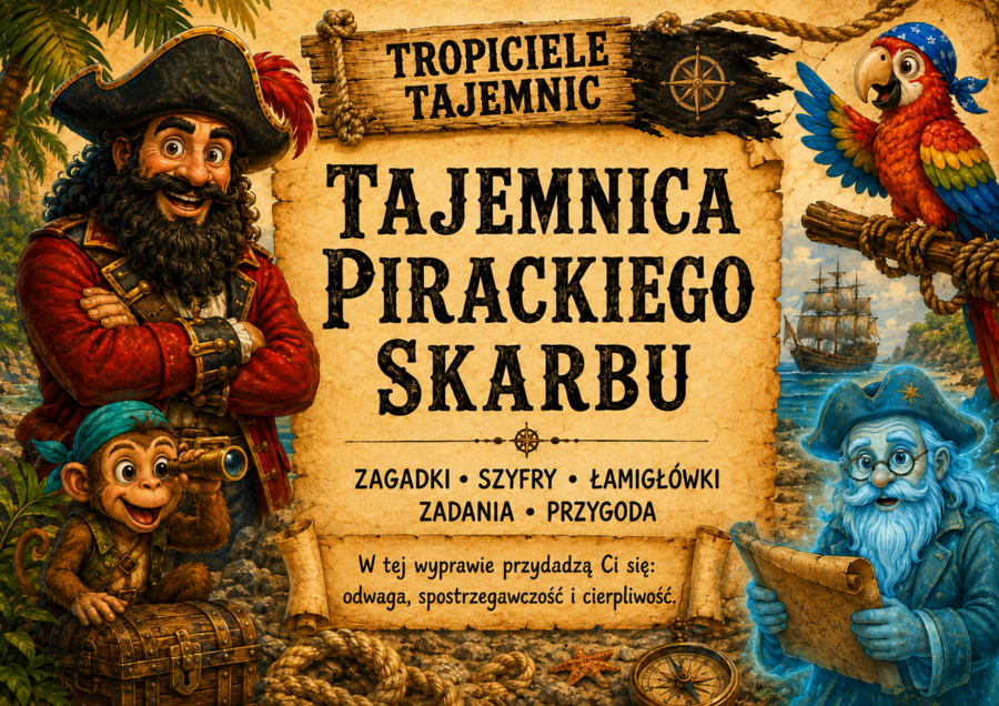 Tropiciele Tajemnic – Tajemnica pirackiego skarbu | gra przygodowa (PDF - produkt cyfrowy do wydruku); dla dzieci 8–10