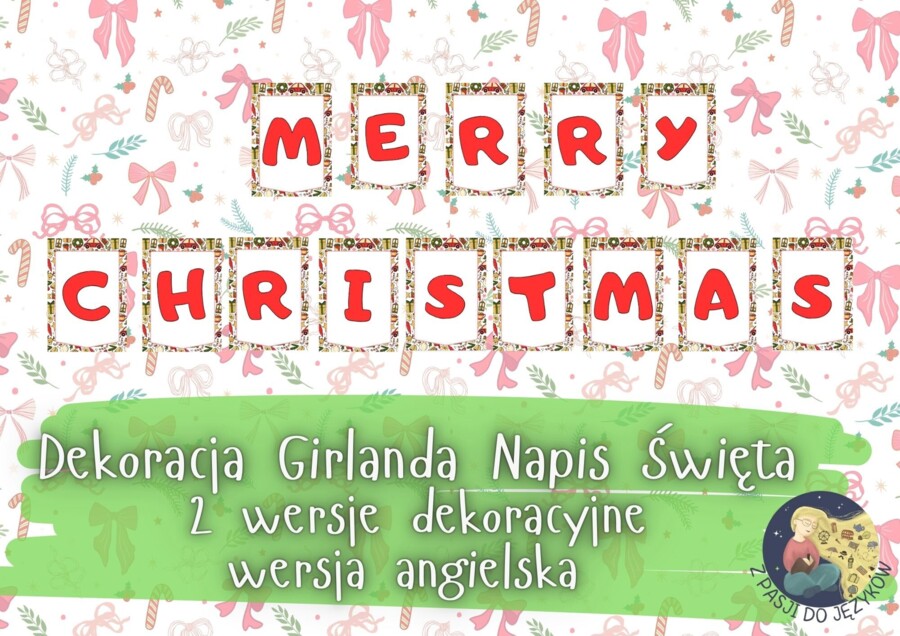 Girlanda Napis Merry Christmas Boże Narodzenie