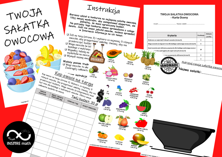 Darmowy projekt: Twoja sałatka owocowa - ułamki dziesiętne. Nauczanie Oparte na Projektach (PBL).