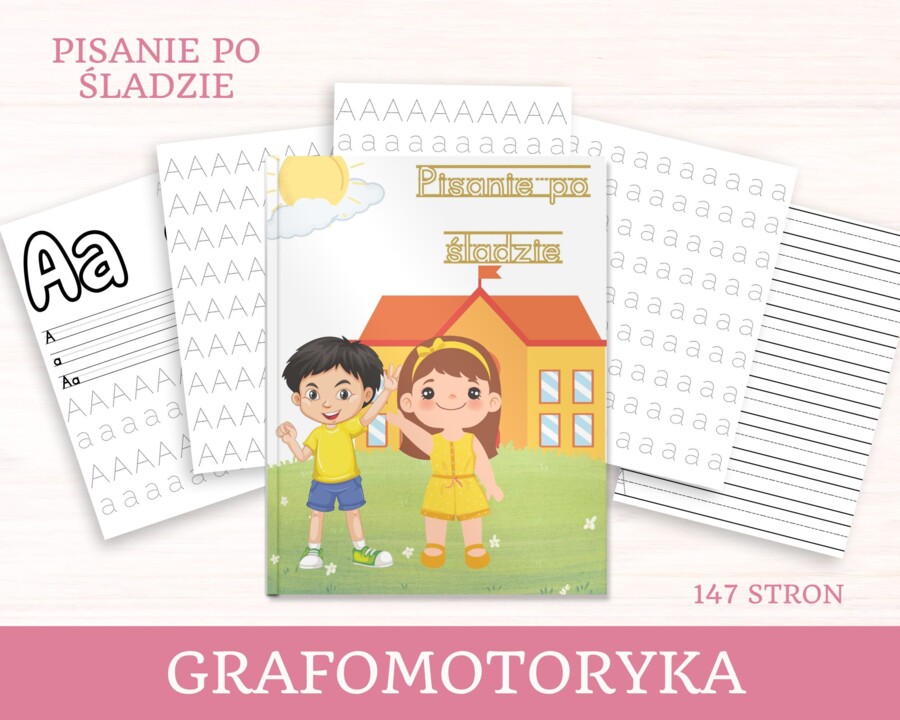 Grafomotoryka - pisanie po śladzie - 147 stron