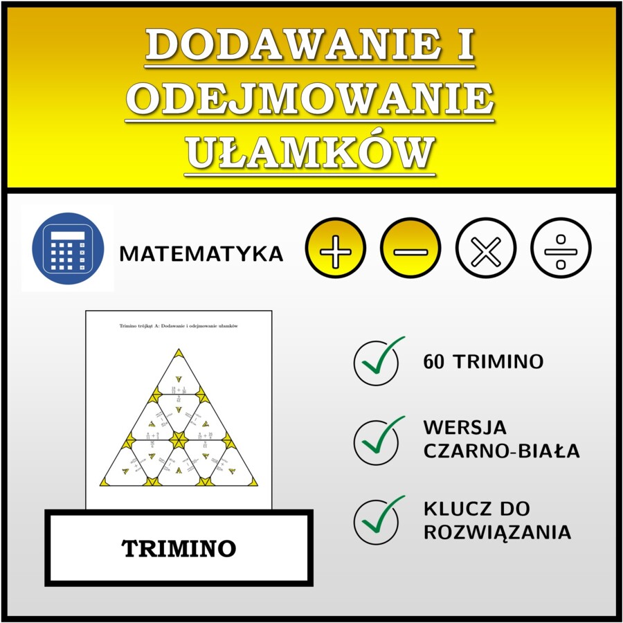 Trimino - Dodawanie i odejmowanie ułamków | matematyka