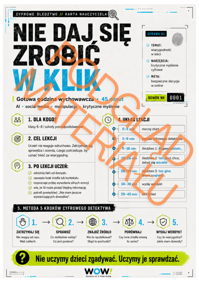 CYFROWY DETEKTYW – AI, deepfake, fake news i social media | gazetka + gotowa godzina wychowawcza | 27 stron PDF