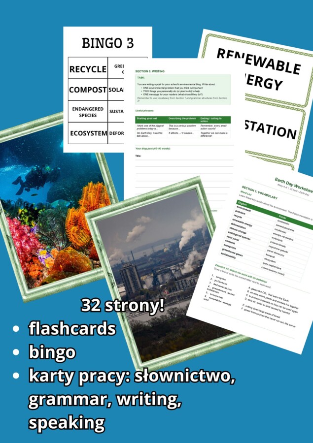 Earth Day – Dzień Ziemi 🌍 | Język angielski | Klasy 4–6 | Słownictwo, gramatyka, czytanie, mówienie i pisanie