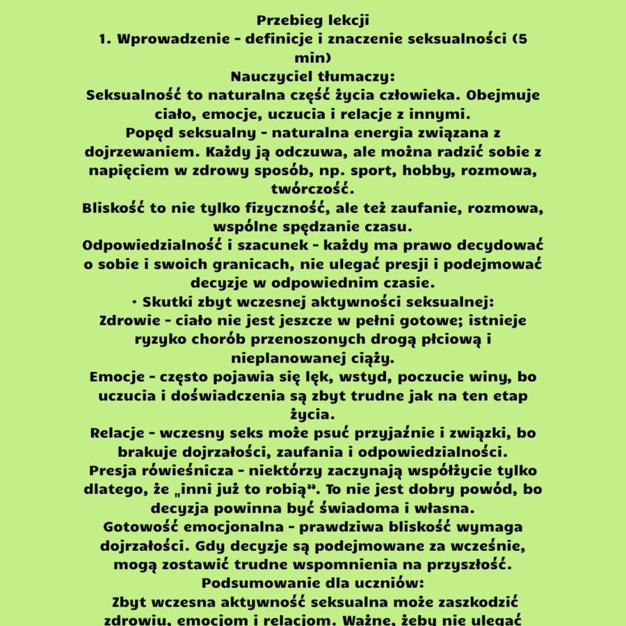 Scenariusze edukacja zdrowotna klasa 7 część 1 (lekcje 1-16) na podstawie programu nauczania proponowanego przez MEN HOLISTYCZNA EDUKACJA PROZDROWOTNA W SZKOLE PODSTAWOWEJ – CIAŁO, UMYSŁ, DUCH. Program nauczania edukacji zdrowotnej dla klas IV-VIII szkoł