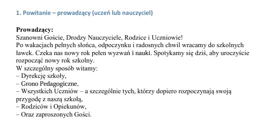 Krótki scenariusz na uroczystość rozpoczęcia roku szkolnego/ Rozpoczęcie roku szkolnego