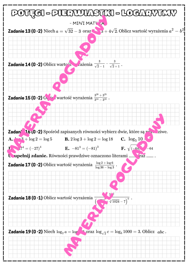 PAKIET - Mini Matura. Matematyka cz. 1