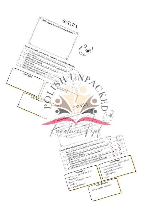 Karta pracy satyra, "Żona modna", "Pijaństwo", "Do króla", język polski egzamin ósmoklasisty, matura + odpowiedzi