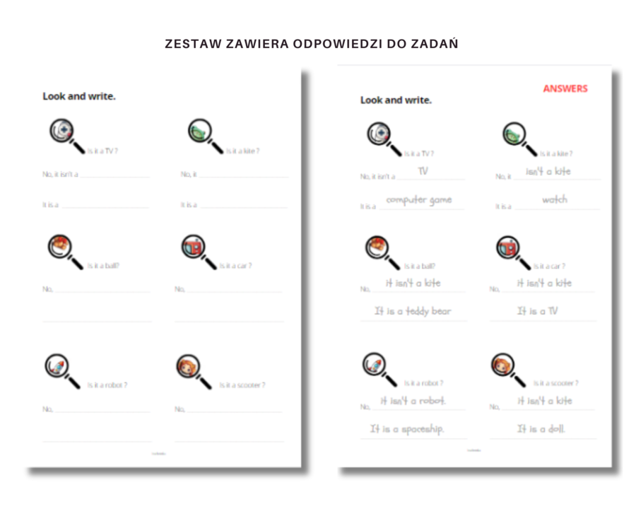 Karta pracy Zabawki + Konstrukcja It is/ It isn't/ Is it ... ?