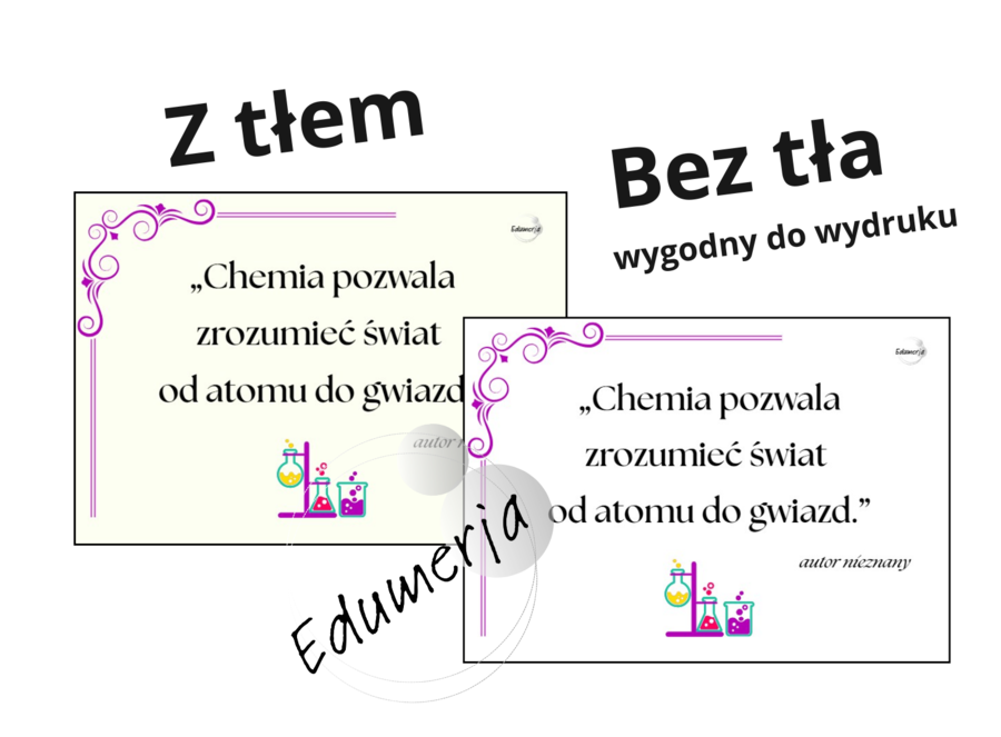 Chemiczne cytaty - 13 + 13 kart inspirujących - wersja pełna i ekonomiczna do wydruku
