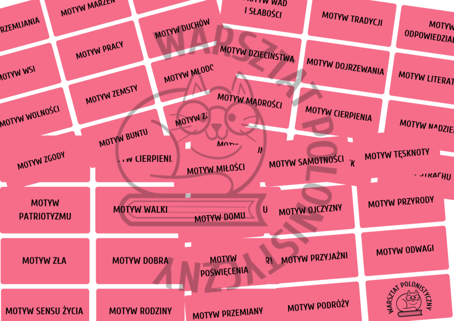 Motywy literackie E8 - fiszki dla ósmoklasistów