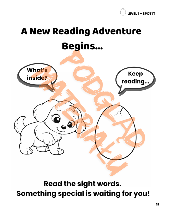 Dot & Read Level 1 – alfabet angielski i pierwsze sight words | 81 stron PDF | 3–7 lat