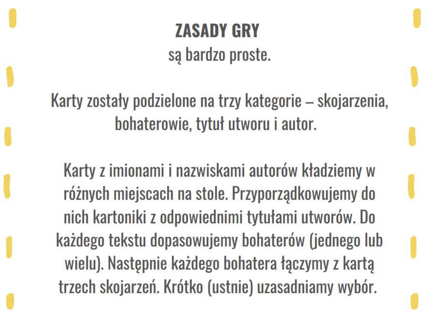 Lekturowe karty do gry - powtórka do egzaminu ósmoklasisty