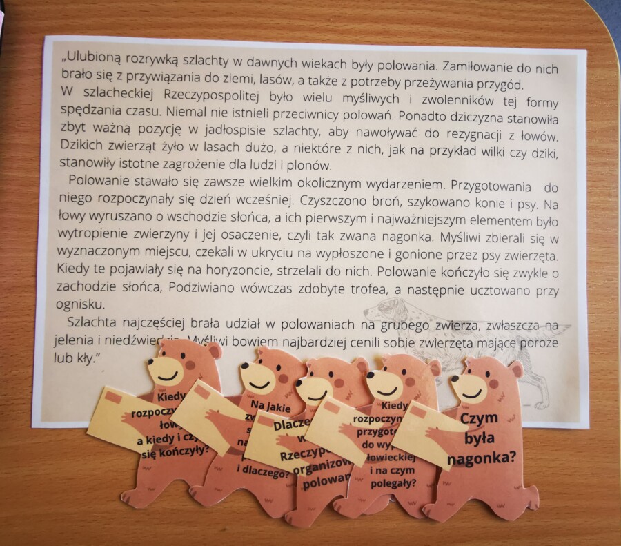 Pan Tadeusz - Polowanie - niedźwiedź - plan wydarzeń - zadania