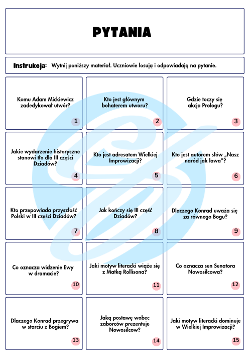 Dziady cz. III Adam Mickiewicz – Pytania do Lektury z Odpowiedziami | Świetna Pomoc Dydaktyczna na Polski