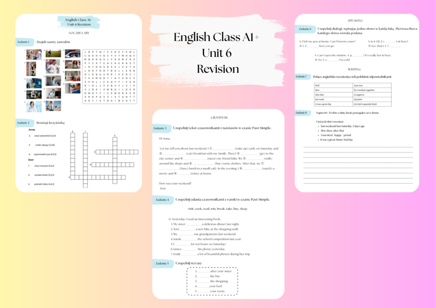 English Class A1+ Unit 6 Revision (Jobs, Past Simple)