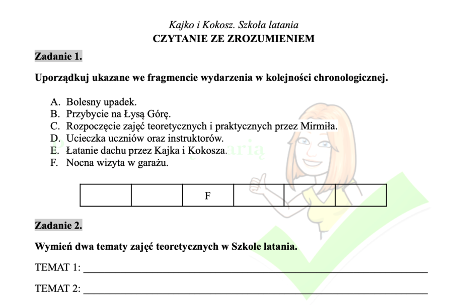 Kajko i Kokosz. Szkoła latania - czytanie ze zrozumieniem