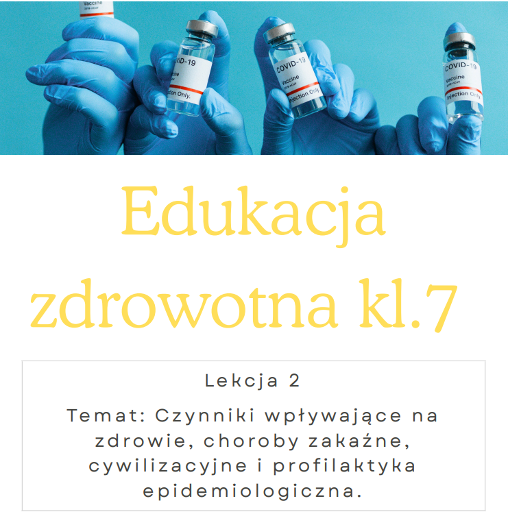 Edukacja zdrowotna kl 7 Lekcja 2 Temat: Czynniki wpływające na zdrowie, choroby zakaźne, cywilizacyjne i profilaktyka epidemiologiczna.