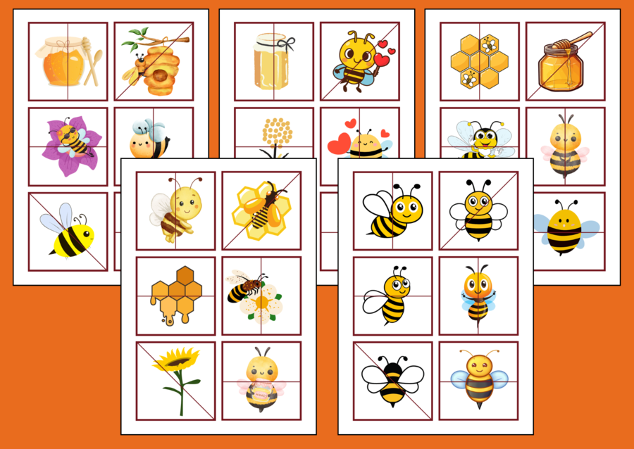 DZIEŃ PSZCZÓŁ - pszczoły - WIOSNA – puzzle – układanka- układanki – biblioteka – świetlica – przedszkole – 30 wersji