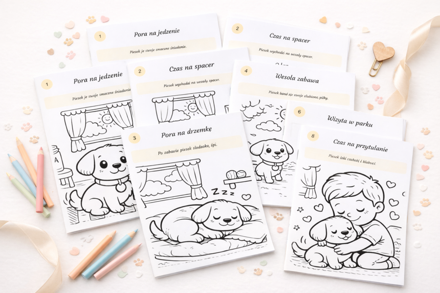 Kolorowanka: dzień z życia psa